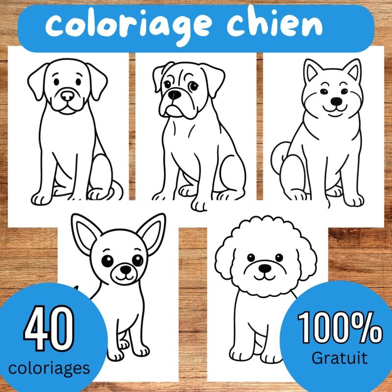 40 Races Coloriage Chien à imprimer (PDF gratuit)
