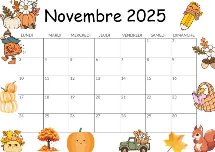 calendrier novembre 2025 à imprimer gratuit format a4