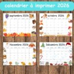 Calendrier 2026 à imprimer, Calendrier mensuel 2026