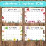 Calendrier 2026 à imprimer, Calendrier mensuel 2026